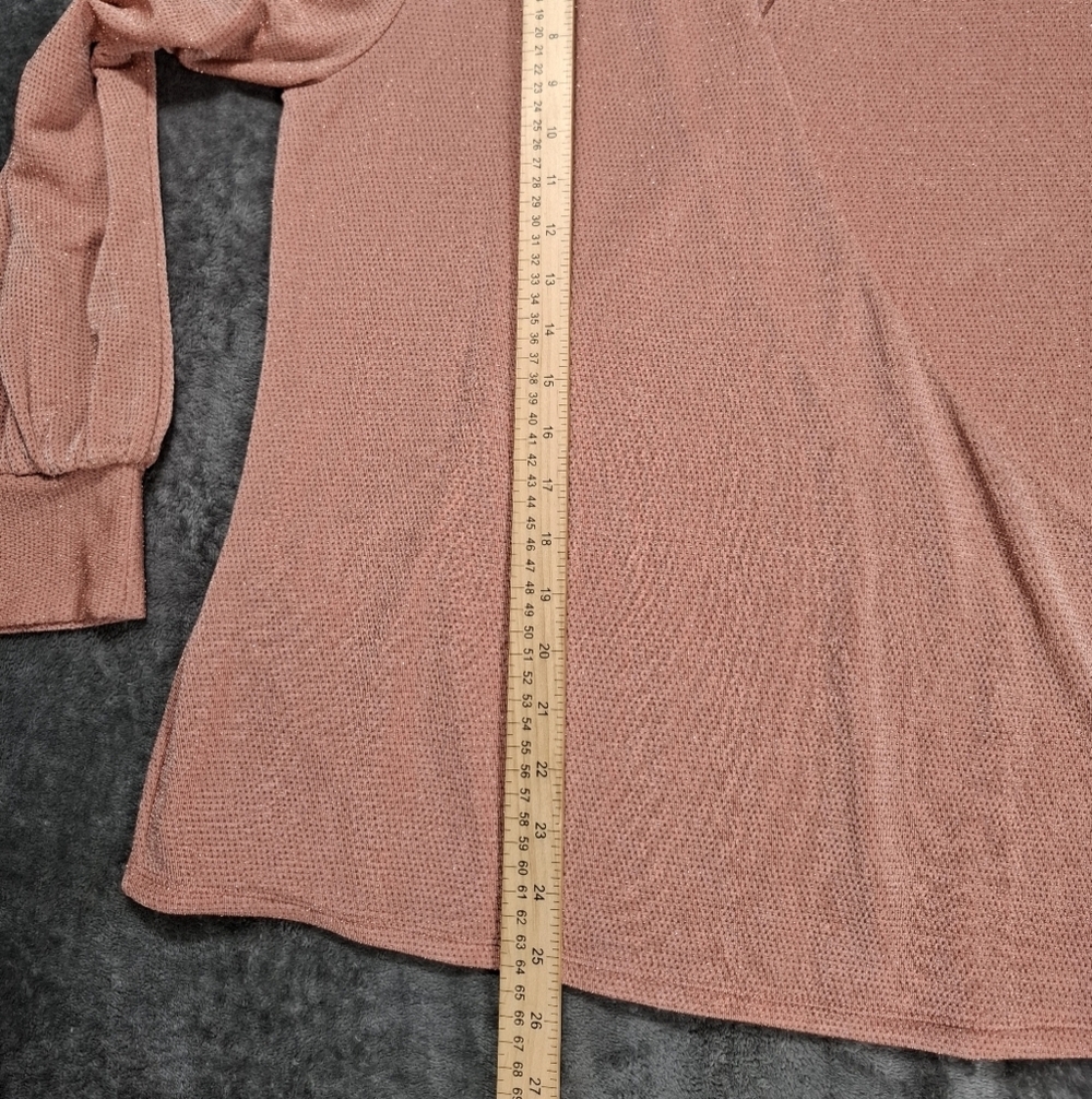 Adrianna Papell Long Sleeve Blouse Women's Size Large Faux Wrap blush/rose color - Picture 7 of 13